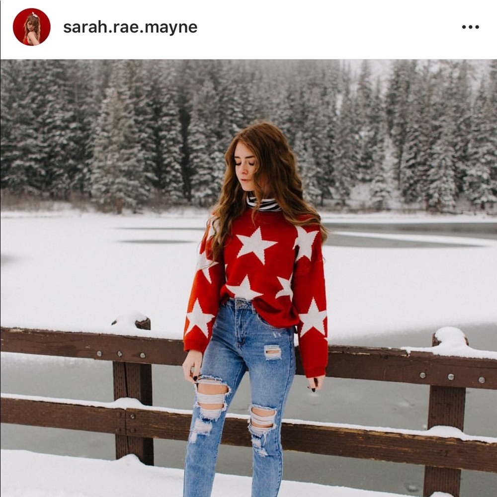 Red and white star sweater